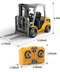 Mini One Sixty Fourth Scale RC Forklift Toy With 2 In 1 Transformable Lift Fork And Hook Remote Control Truck dimensions shown