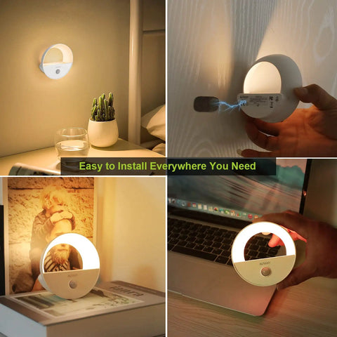 Usb Rechargeable Night Light With Motion Sensor Easy Install LED Warm White Magnetic Stick On Hallway Light for Stairs Walls