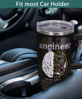 40 Oz Tumbler With Handle And Straw Engineer Gifts For Men And Students, brain gear design, in car holder