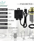 Diagram and components of SinkTop Air Switch Kit Matte Black Button For Garbage Disposal Dual Outlet Easy Install On Sink