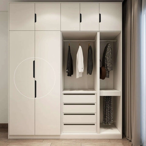 Wardrobe with Matte Black 10 Pack Finger Pulls For Cabinets And Drawers 11.81 Inch Edge Concealed Aluminum Handles