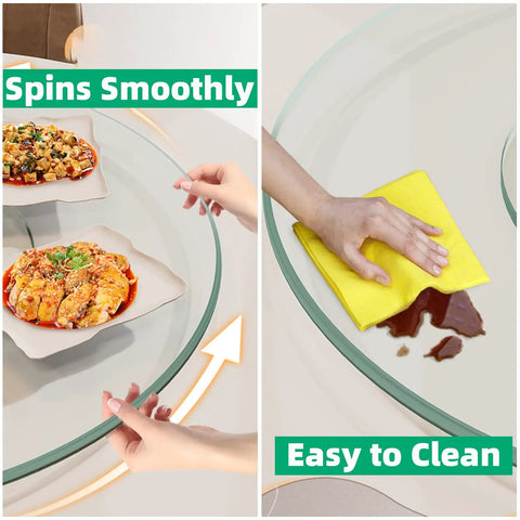 26.7 Inch Tempered Glass Lazy Susan For Tabletop Heavy Duty Rotating Serving Tray Spinning Food Server For Dining Table