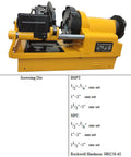 Heavy Lifter Electric Pipe Threader Machine with alloy cutters, screwing die for half to three inch pipes, durable design.
