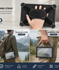 Kickass Rugged Windows 11 Pro Tablet With 10 Inch Sunlight Display And Quick N100 Chip packed with 8 GB Ram shown with hand and shoulder straps.
