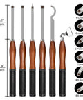 Carbide Wood Lathe Tool Set With Bowl Sander Six Piece 18 Inch Pro Lathe Tools In Wooden Box Including Swan Neck Hollower