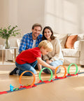 Family playing with Crazy Fun 360 Degree Loop Track With Eight Loops And Five 1 To 64 Scale Toy Cars Easy Storage Perfect Gift For Boys Aged 3 To 7