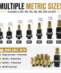 Rivet Nut Mandrel Head Set For Carbon Steel Tool Kit M3 To M12 With Threaded Inserts Pro Grade Heavy Duty Heads For Quick Installations And Precise Repairs For Professional Auto And Industrial Projects, M3-M12 heads shown