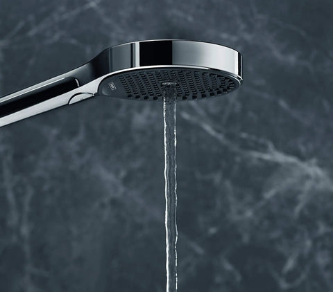 Rainfinity 5-Inch Handheld Shower Head With Three Spray Modes PowderRain Intense PowderRain MonoRain Chrome Finish flowing