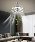 EDUJUAN Ceiling Fan Light with Remote, 3 Blades DC Motor, 3 Color, 22W for in modern living room design with soft lighting.
