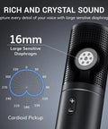 Close-up of Q9 USB Podcast Microphone Kit For Gaming And Streaming, showing cardioid condenser mic with 16mm diaphragm.