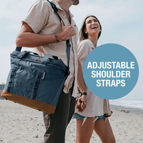 Pacifica Collapsible Cooler Bag Medium Portable Insulated Cooler For Travel And Beach Days On The Go Foldable And Leakproof Soft Carry Cooler For Picnics Road Trips And Outdoor Adventures Holds Up To 30 Cans with adjustable shoulder straps.
