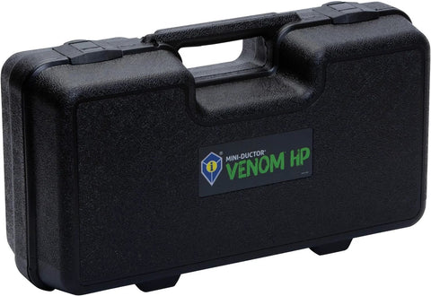 Front view of a black hard-shell Mini-Ductor Venom HP carrying case