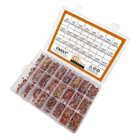 Ceramic Capacitor Kit 2400Pcs Multilayer Monolithic Chip Caps 2pF To 100nF 50V Assortment Set in storage box
