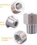 Heavy Duty Beefy Forged Reducer Adapter Fitting 304 Stainless Steel NPT 3/8 Female To 3/8 Male Pipe Connector High Pressure Rated Up To 2320 Psi Corrosion Resistant And Heat Tolerant From -50 C To 200 C Pack Of 2, 3/8 NPT stainless reducer adapter
