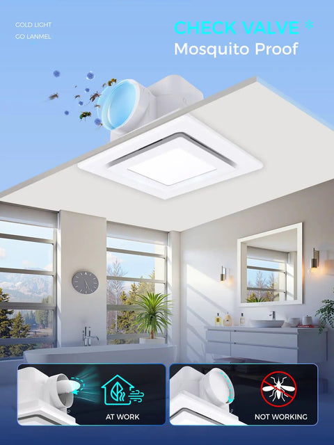 Sleek Ten Inch Ceiling Ventilation Fan With Built In Light Smooth Bath Exhaust Unit designed for moisture control in modern bathroom.
