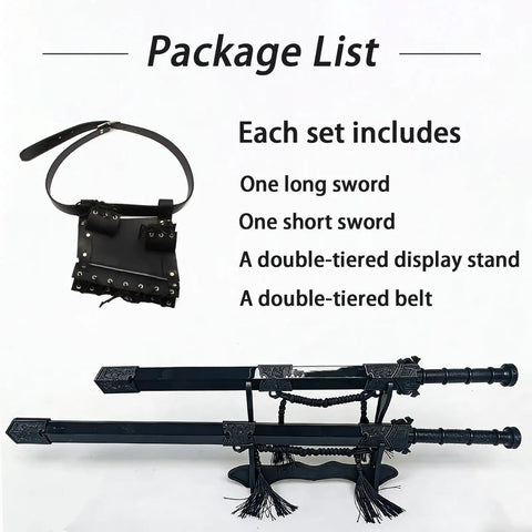 2 Pack Beefy High Strength Polypropylene Practice Swords With Sheath Display Stand And Belt Ancient Style Training Blades