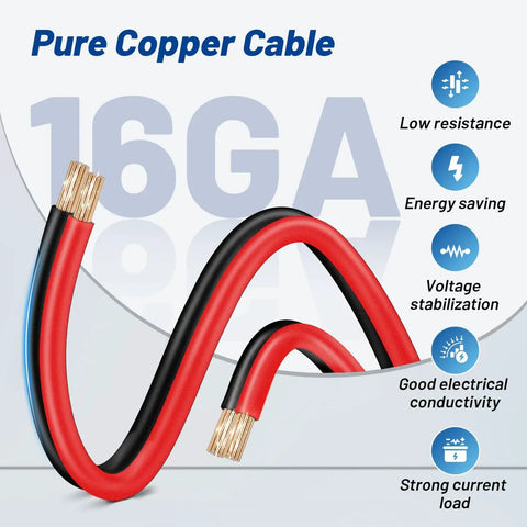 16 gauge pure copper cable for CB Radio Power Cord 12V 3 Pin Plug Fused Replacement Cable with 16 AWG for ham radios.