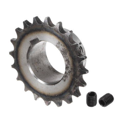 Roller Chain Sprocket B Type For Three Eighths Inch Pitch, 20 Teeth, 30mm Bore, A3 Steel With Hardened Teeth, Tough As Nails, ISO DIN 06B 1, 8mm Keyway, Single Strand, With Two Set Screws At Ninety Degrees