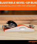 No 60-1/2 6-1/4 Inch Wood Planer Hand Planer for Woodworking on wooden surface with adjustable bevel-up blade