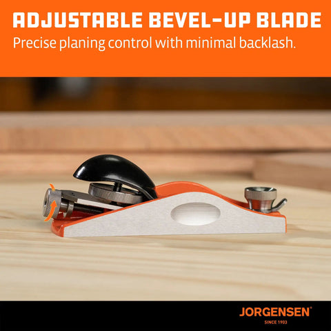 No 60-1/2 6-1/4 Inch Wood Planer Hand Planer for Woodworking on wooden surface with adjustable bevel-up blade