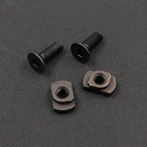 Rock Solid M4 Mlok T Nuts And Screws Bulk Pack Including Twenty Four Heat Treated Steel Fasteners And Allen Key For Optics Handguards Tactical Gear Install, featuring black screws and nuts.