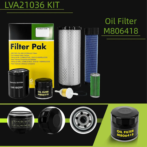 Air Filter Maintenance Kit Fits 2025R 2013 2018 1025R Through 2017 And 2 Series Compact Tractors With Hydraulic Oil Filter And Fuel Filter Replacement LVA21036 Easy Install displayed with components and packaging