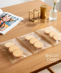 Self Sealing Clear 6 By 9 Inch Cellophane Bags Pack Of 200 For Cookies Snacks Bakery Gifts Envelopes Small Parts With Resealable Adhesive And Scalloped Edges For Easy Grab-And-Go Packaging, with cookies