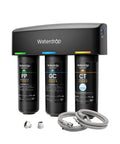 Front view of Under Sink Water Filtration System For Municipal Cold Water Direct Connect To Faucet Reduces PFAS PFOA PFOS Fluoride Chlorine Bad Taste And Odor NSF ANSI 42 Certified 8 Layer Filtration For Clear Tasting Water.
