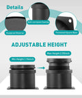 Adjustable Eight Pack 2 Inch Stainless Steel Furniture Legs Black Finish with details on rustproof material and base thickness.