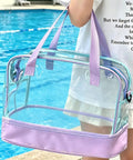 Dry Wet Separated Storage Bag For Gym And Beach Gear With Separate Dry And Wet Compartments, Waterproof Pocket shown poolside
