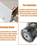 Beefy 4.5KW 220V ER32 Square Spindle Motor for CNC Routers aluminum body detail with clamping mouth and flange