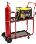 Heavy Duty Two Tier Welder Cart For TIG Arc MMA Plasma Cutters Up To 440 Lbs With Tank Safety Chains Classic Style 39 By 18 By 43 Inches Black And Red