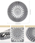 Durable Silicone Hair Catcher Inside Drain Protector For Bathroom Bathtub And Kitchen Easy To Install And Clean No Fuss Shower Drain Cover Reusable Hair Filter Keeps Drains Clear 4 Pack, gray silicone with filter columns and drainage holes, 13cm size