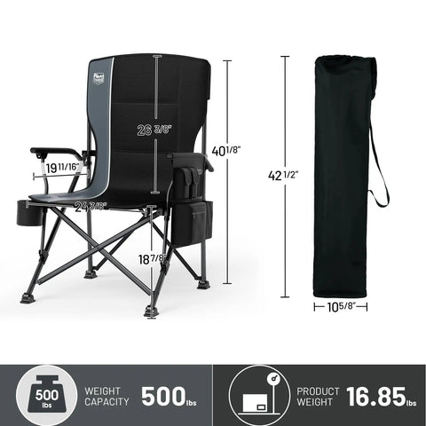 Oversized Folding Camping Chair With High Back Support 500 Lbs Capacity Extra Wide Seat Heavy Duty Steel Frame Built For Outdoors