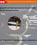 Marine hydraulic system with clear hose for Sea Star Hydraulic Steering Bleed Kit air bubble purge and exhaust demonstration.