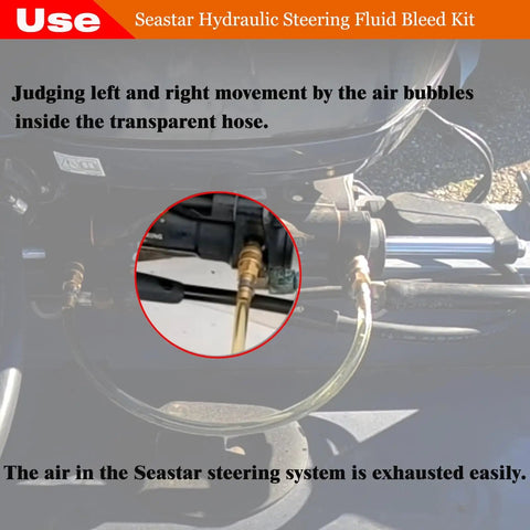 Marine hydraulic system with clear hose for Sea Star Hydraulic Steering Bleed Kit air bubble purge and exhaust demonstration.