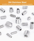 1105 Piece Metric And SAE Set Screw Kit With Internal Hex Drive Allen Grub Screws Cup Point 304 Stainless Steel on display