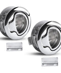 Two Pack Flush Mount Boat Hatch Latch Handle In 316 Stainless Steel with mounting hardware, front view