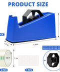 2-In-1 Heat Tape Dispenser For Sublimation And Regular Tape One-Handed Blue Desk Holder dimensions and components