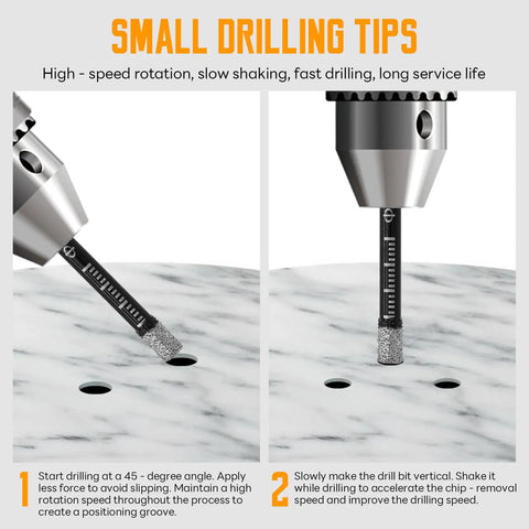 Four Piece Dry Diamond Drill Bits Set For Tile Porcelain Ceramic Stone Glass Granite Marble 6mm Diamond Hole Saw Core Bits With Round Shank Not For Wood drilling into marble