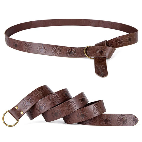 Snag This Premium Vintage Embossed Waist Belt Adjustable Faux Leather Cinch Strap For Medieval Festival Costumes with bold design