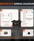 Reference wiring diagram for Hella Reliable 12V 40A DC To DC Lithium Battery Charger with clear connections.