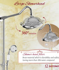 Exposed Shower System Set In Polished Chrome With 8 Inch Rain Shower Head showing 360-degree rotation and water flow feature