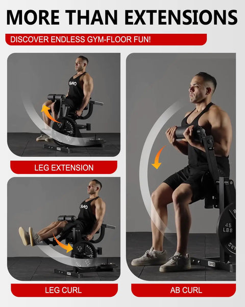 Man using Beast Mode Lower Body Leg Extension And Curl Machine With Glute Bridge Plate Loaded Adjustable Leg Exercise Bench Home Gym Black