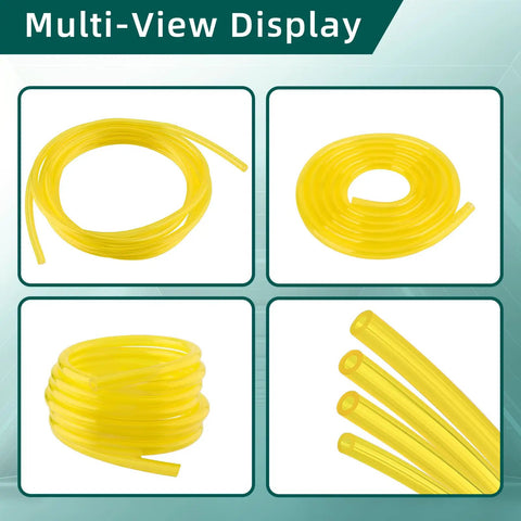 Four Size Small Engine Fuel Line Hose Kit for lawn mower chainsaw trimmer blower and other gas tools, yellow tubing variety