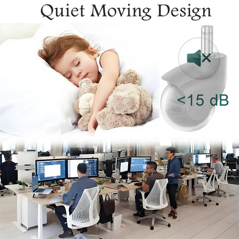 Level Up Your Desk With These Heavy Duty 2 Inch Rubber Ball Chair Caster Wheels Universal Replacement For Office Gaming And Desk Chairs. Child sleeping with plush toy and office environment.