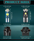 40 Piece T5 And T10 LED Bulbs Dash Lights Kit diagram showing bulb dimensions in millimeters with twist sockets