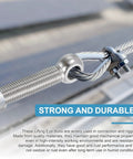 Close-up of Six Pack Of M5x20mm Shoulder Swing Eye Bolts Made From Tough 304 Stainless Steel for rigging with cables.