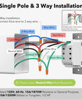 Wiring diagram for 7 Day Programmable In Wall Light Timer Switch With Blue Backlight Digital Indoor Timer For Single Pole And 3 Way Use.