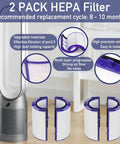 Two Pack Air Purifier Filter Replacement For TP04 HP04 DP04 TP05 DP05 Sealed Two Stage Hot And Cool Fan displayed
